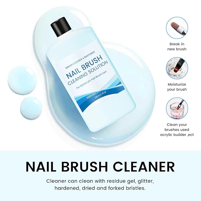 AIJIMEI Nail Brush Cleaner 160ml Cleaner Efficient Nail Cleaner for Acrylic Nails Professional Brush Cleaner for Acrylic Clean and Maintain Your Nail Brushes with Cleaning Solution