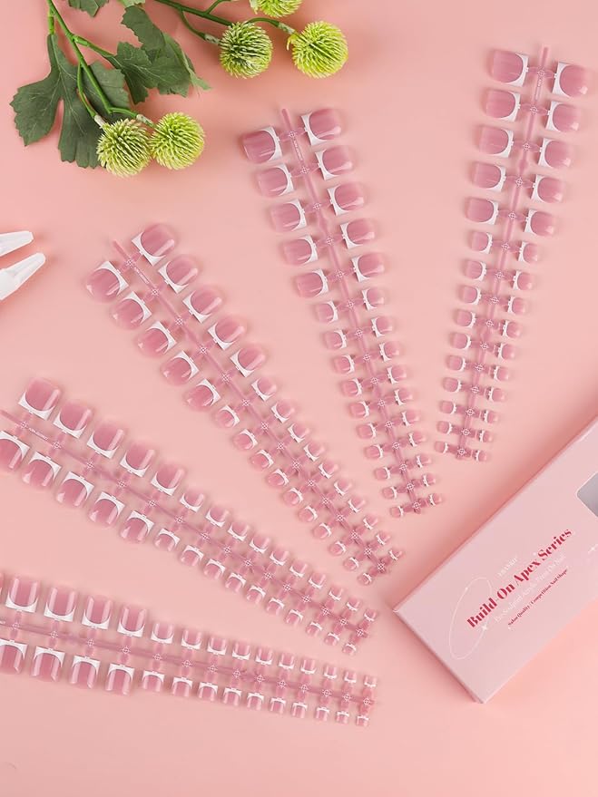 EBANKU Press On Toenails French Tips, 150 Pcs Deep Pink Toe Nail Tips Square Fake Toenail Full Cover Toe Press On Nail Artificial False Nail Tips for Women Girls Salon DIY