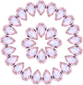 MECCANIXITY 48 Pcs 3D Teardrop Rhinestones Diamond Nail Charm Crystal Pointback K9 Glass Rhinestones Crystal Gems for Jewelry Making, Craft, 8x12mm, Rose Pink
