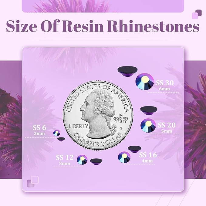 1500PCS 6mm Resin Jelly Rhinestones in Bulk (Purplish Black AB), Bedazzling Flatback Crystals Rhinestones for Crafting DIY Nail Decoration, Gems Diomand Charms for Tumbler Shoes Clothing Fabric
