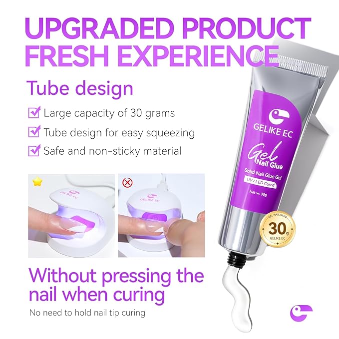Gelike EC Solid Glue Gel for Nail - Adhesive for Press on Tips 30g