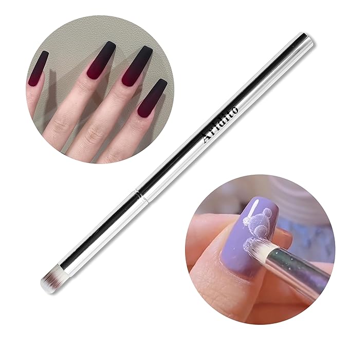 3PCS Nail Art Gradient Brushes - Silver Metal Handle, Soft Firm Bristles for Chrome/Mica Powder, Aura Nails & Eyelid Blending, No Shedding, Easy to Clean DIY Tool