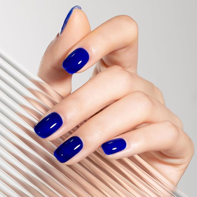 MEGIOR Klein Blue Jelly Gel Nail Polish 0.5 Fl Oz Transparent Blue Soak Off UV LED Lamp Light Cure Gel Polish Kit for Salon and Nail Art Starter Manicure DIY at Home