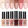 Nude Nail Polish Set 6 Colors Neutral Beige Nude Rose Pink Brown Sheer Pink Jelly Nail Polish, Quick Dry, Non-Toxic, Rich in Castor Oil, Professional Nail Art DIY at Home Gift for Women