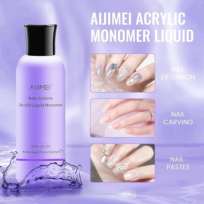 Acrylic Monomer Acrylic Liquid 58ml 2OZ Acrylic Liquid Monomer For Acrylic Powder Acrylic Nail Liquid Monomer For Acrylic Nails Acrylic For Nails Powders & Liquids Acrylic Nail Powder And Liquid