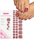 34 Pcs Semi Cured Gel Toe Nail Strips Coral Orange Glitter Gel Nail Stickers Full Cover Glitter Nails Wraps Self Adhesive Toe Nails Polish Strips Stickers for Women UV/LED Light Required
