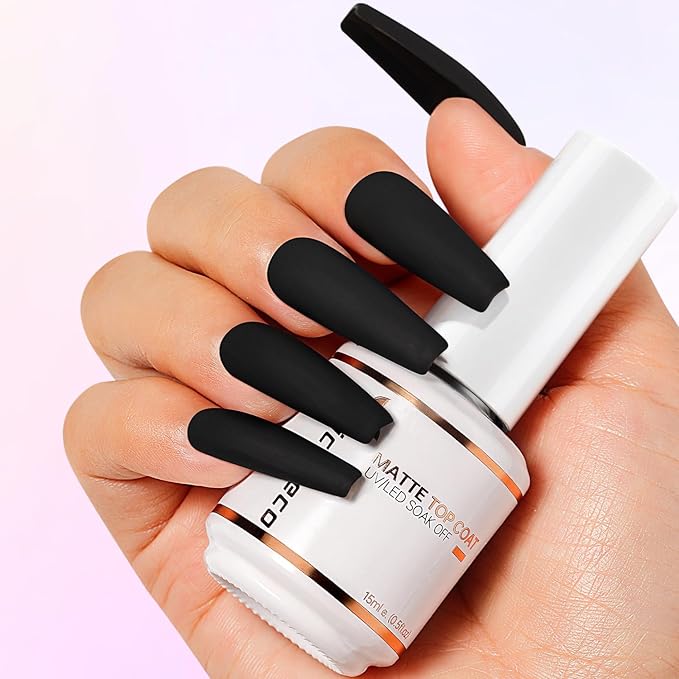Nicedeco Hema Free Gel No Wipe Matte Top Coat 15ml Soak Off Cruelty Free Vegan Matte Finish Long Lasting Gel Nail Polish for DIY Home Nail Salon
