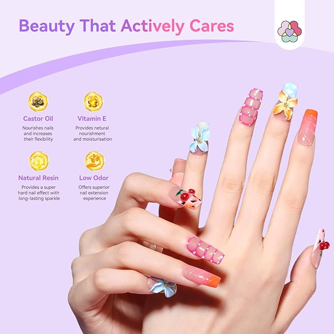 SAVILAND Hema-Free Poly Gel Nail Kit Starter: 15 Poly Gel Nail Colors for 28 Day Long-Lasting, All-in-1 Poly Nail Gel Kit with Slip Solution U V Lamp, Suitable for Trendy Nail Art Home Salon Daily DIY