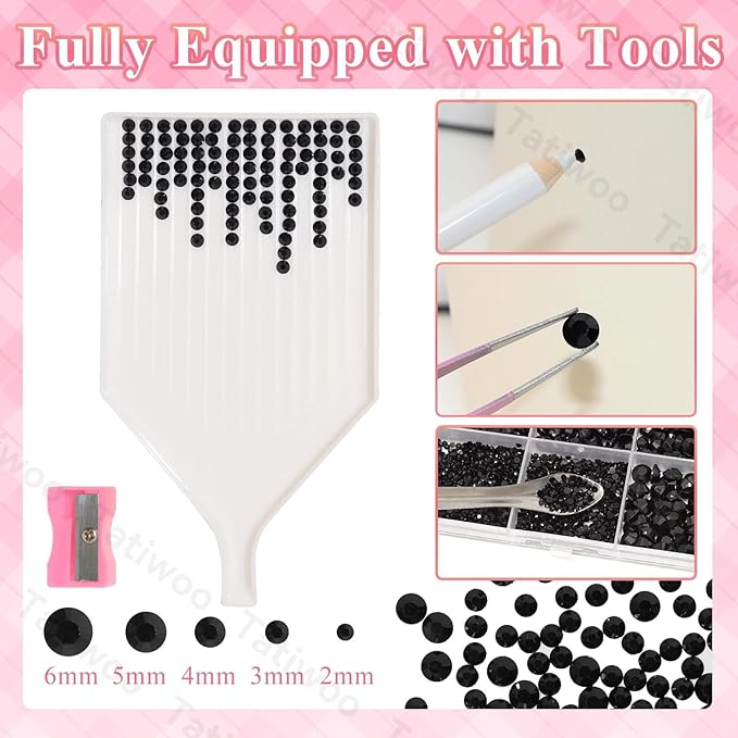 20000Pcs Black Flatback Jelly Resin Rhinestones for Bedazzling, Mix Sizes Crystal Rhinestones Gems, Black Gems Bedazzling for Crafting, Flatback Rhinestone for DIY Face Makeup Crafts Tumblers