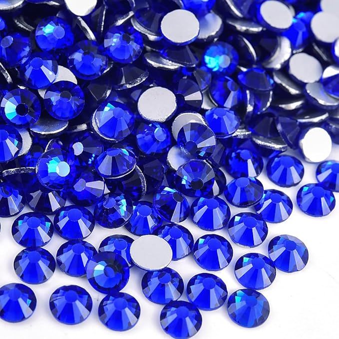Blinginbox 1440Pieces SS10/2.7-2.9mm Flat Back Crystal Rhinestones Round Gems for Nail Art,Sapphire