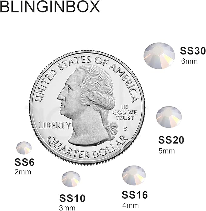 Blinginbox 1440 Pieces SS20/4.6-4.8mm Flat Back Crystal Rhinestones Round Gems for Nail Art,Starlight White