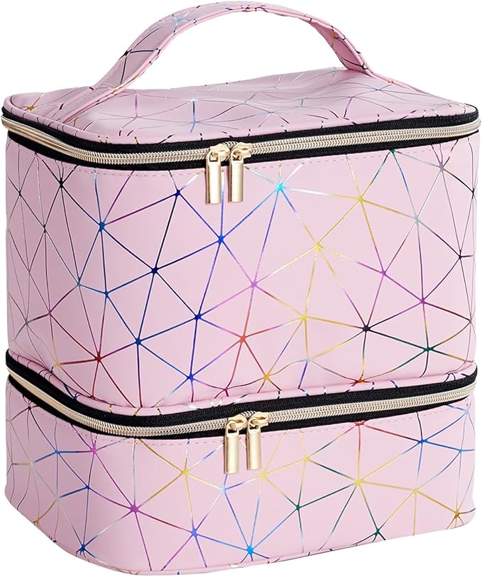 Nail Polish Organizer Bag Holds 30 Bottles Nail Supplies Storage Organizers Box NailPolish Carrying Case Organizer Nails Kit Bag Organizers Case For Nails Polish And Manicure Set,Sponge Partitions
