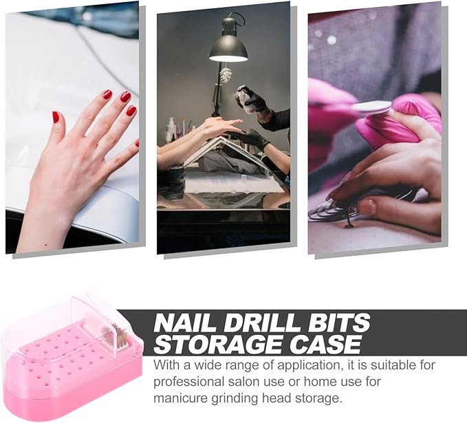 Beaupretty Nail Drill Bits Storage Case Clear Plastic Manicure Grinding Head Box Nail Polish Head Holder Manicure Tools Display Box for Nail Salon Supply
