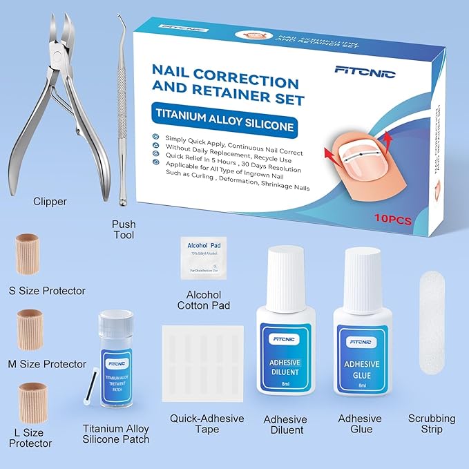 Titanium Ingrown Toenail Treatment,Ingrown Toenail Corrector for All Size Curve Correct, Nail Wraps & Nail Repair Products