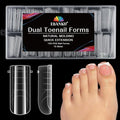 Poly Gel Toe Nail Form Set, EBANKU Reusable Toenails Dual Forms for Nail Extensions, Poly Gel Toe Nail Tips Pre-designed French Line Salon Home DIY Nail Art Supplies - 15 Sizes 150PCS