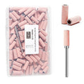 100pcs Nail Drill Bits Small Sanding Bands with 3.1mm Mandrel Bit, 240 Extra Fine Grit Nail File Sanding Bands for Acrylic Nails Gel Removing Shaping Manicures and Pedicure (Pink, 240 Grit)