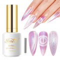 Imtiti Cat Eye Gel Nail Polish, 15ML Pink Holographic Glitter, Magnet UV LED Magnetic Gel Nail Polish Crystal Galaxy Sparkly Home DIY Manicure Nail Salon Kit