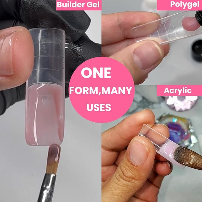 Polygel Nail Forms Kit for Toes,GlimightyX Reusable Toenails Dual Forms for Polygel with 1.35oz Nail Slip Solution Anti-Stick,with Dual-Ended Brush,Nail File and Nail Clips,12 Sizes 120Pcs