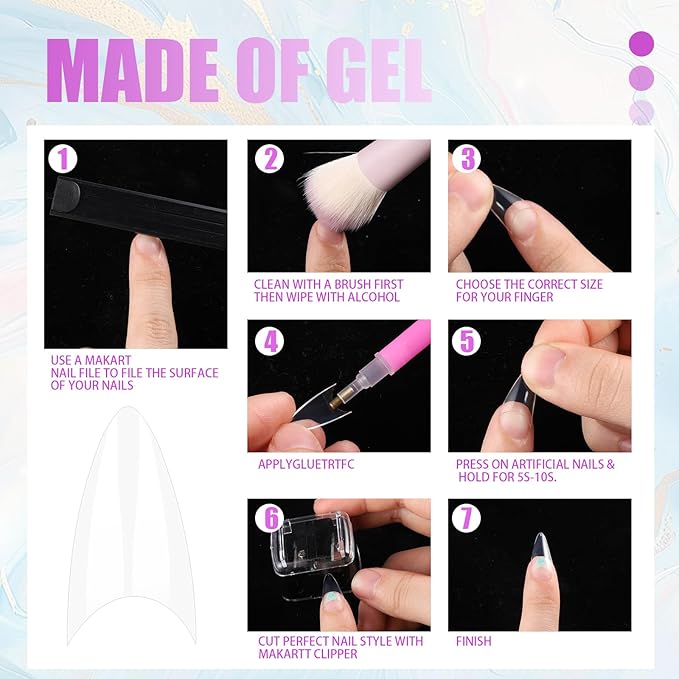 simarro 500 Pcs Short Nail Tips, Almond Half Cover Nail Tips Nail Extensions Transparent Gel Nails for Nail Technicians, Beginners DIY Practice Art Design at Home