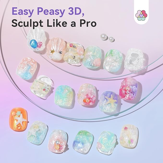 SAVILAND 3D Sculpture Gel Set: 12 No-Wipe Satin Luster 3D Sculpting Gel for Nail Art Non-Sticky Hand Carving Molding Gels with Dual-Tipped Silicone Pen for Nail Art Design, DIY Home Manicure, 5g Each