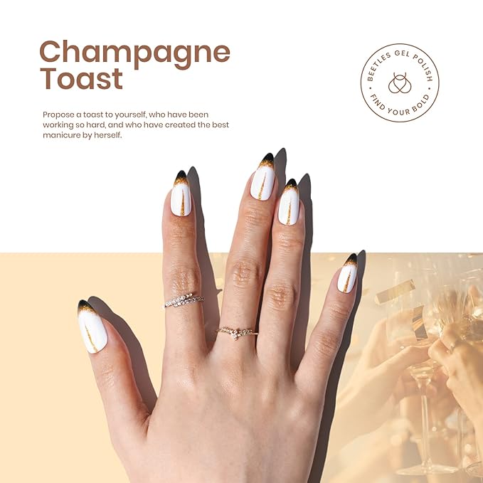 Beetles Shimmer Gel Nail Polish Set, 6 Colors Black White Polish Gel Silver Rose Gold Glitter Nail Polish Soak Off Uv Lamp Nail Art Manicure Salon Gifts for Her Women
