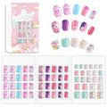 Laza Children Nails Press On Pre-glue Full Cover Sweet Glitter Love Gradient Short False Nail Kits for Kids Teenager Girls-Sweetie Hearts