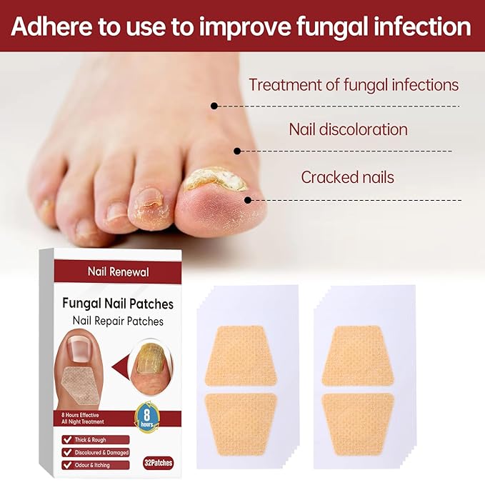 Fungus Nail Treatment Patch, 32 Pcs Foot Fungus Treatment Extra Strength, Nail Fungal Patches for Toenail, Nail Repair for Damaged Nails and Appearance of Discolored