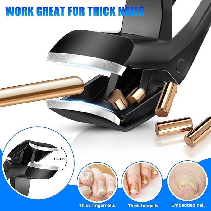 Toenail Clippers for Seniors for Thick Toenails with Wide Opening, Heavy Duty Angled Nail Clippers for Men with Long Handle, Large Fingernail Clippers with Catcher Gifts for Men Women Adults