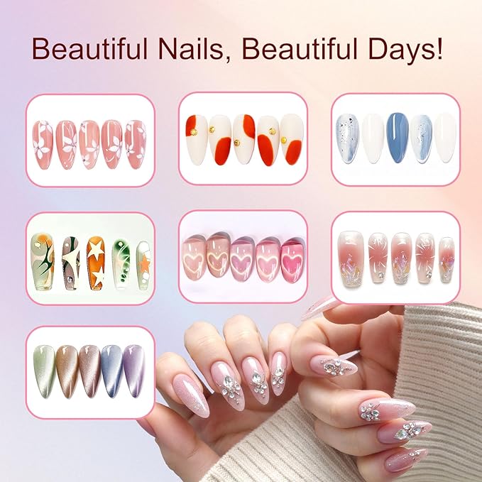 65Pcs Nail Art Tools Set, Professional 7Pcs Nail Art Brushes and 2Pcs Striping Liner Brush, 3Pcs Dual Tipped Dotting Pen, 4-types Cat Eye Magnet, 50Pc Nails Sponges for Ombre & Grabbing Pen