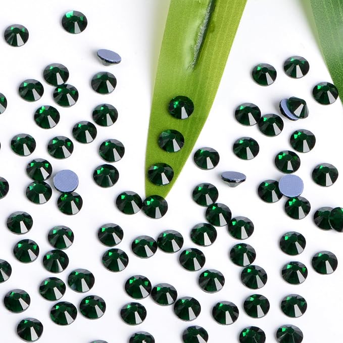 Bymitel Hotfix Crystal Rhinestones Round Gems Iron on DIY Jewelry Making Flat Back for Crafts,Emerald, 3mm(SS12/2880pcs)