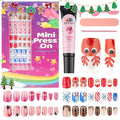 130 Pieces Christmas Press on Nails for Kids, EBANKU 5 Pack Kid Fake Nail Kit Old Christmas Cute Press on Nails for girls 8-12 Years with Jelly Nail Adhesives & Nail Builder Glue