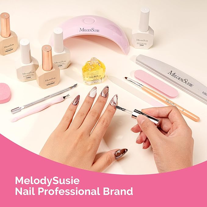 MelodySusie Hema Free Top Coat Base Coat Nail Glue Set Long Lasting Shine Finish Soak Off UV LED Nail Lamp Nail Art Design Manicure Kit Perfect Gifts for Women Girls 3 Pcs 15ml Clear