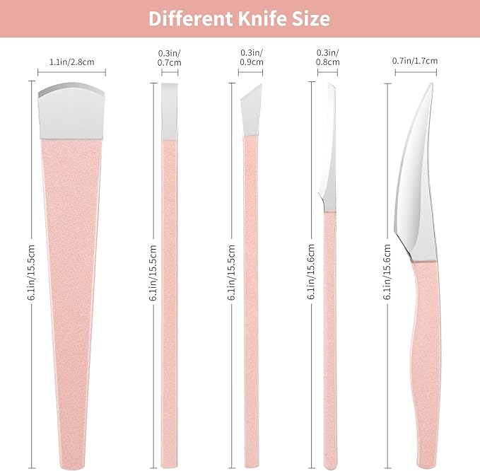 Pedicure Knife Kit, 5 Pack Rose Gold Foot Dead Callus Remover Stainless Set, Professional Ingrown Toenail Steel Tool, Feet Skin Care Nail File Tool Manicure Clippers Cuticle Scraper Toe Shaver
