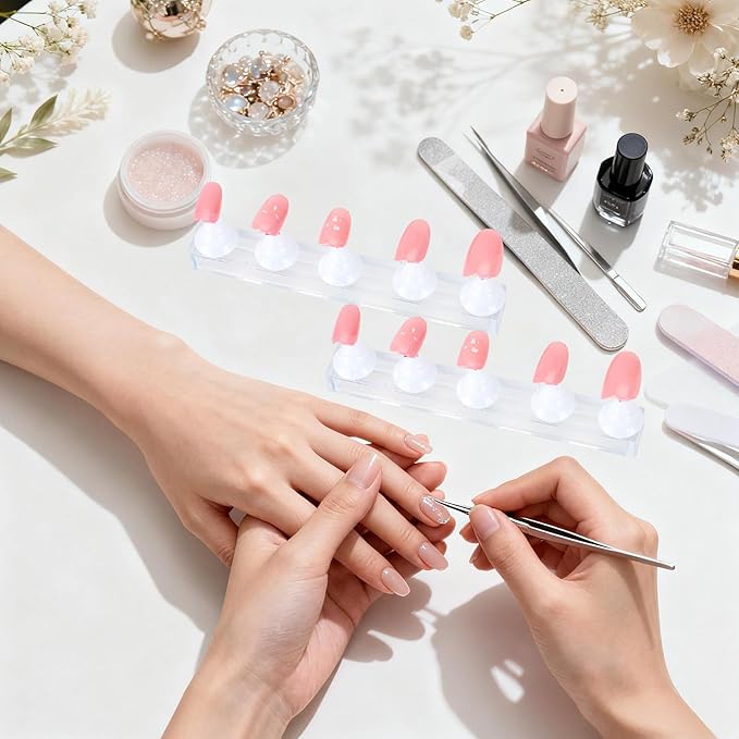 Nail Stand Nail Holder for Painting Nails 2 Sets Press on Nails Stand Display with 96 Pcs Reusable Adhesive Putty Clay Magnetic Acrylic Nailss Art Tools Accessories for Home DIY Salon Supplies White
