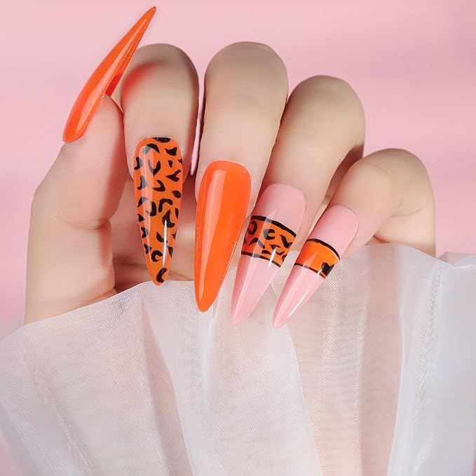 Clear Stiletto Nail Tips Full Cover, Teenitor 600pcs Long Nail Tips for Acrylic Nails, Long Acrylic Stiletto Fake Nail Tips with Glue, Clear Almond Stiletto False Nail Tips, Acrylic Nail Clipper, Nail Glue, Nail File Buffer