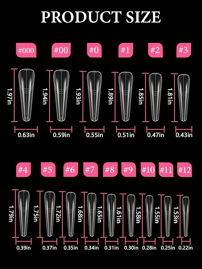 EBANKU Dual Nail Forms for Poly Extension Gel, 150 PCS Clear Coffin Nail Molds Reusable 15 Sizes Nail Extension Forms for Builder Gel Manicure Design Salon DIY
