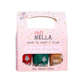 MISS NELLA CHRISTMAS SPARKLE- Peel Off, Odour Free, Water Base & Safe for kids nail polish pack of 3- green (glitter), red & gold (glitter)