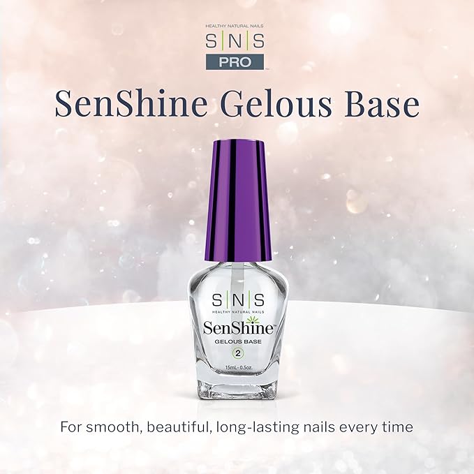 SNS Base Coat Nail Polish for Nail Dip Powder, SenShine Super Gelous Base - Long-Lasting & Fast-Drying Nail Strengtheners Gel Base - Low-Odor & No UV Lamp Required - 0.5 OZ