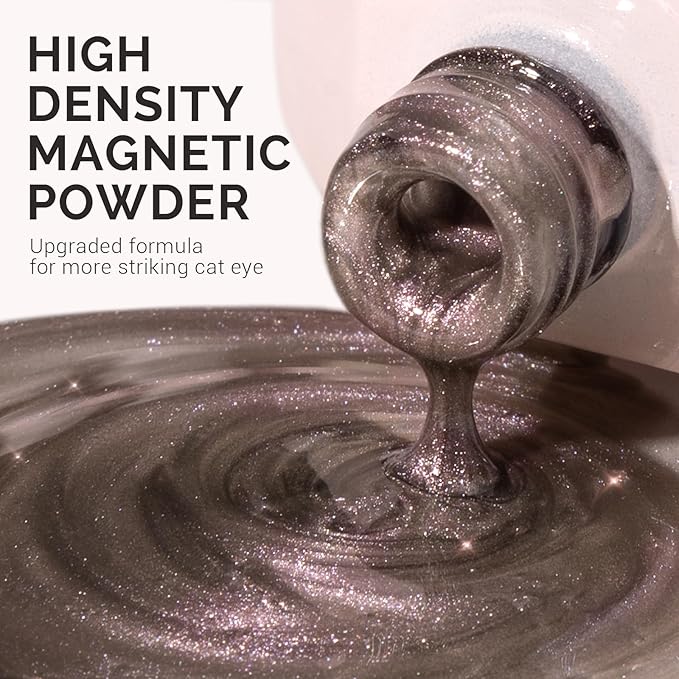 MelodySusie Silky Cat Eye Gel Nail Polish, Nude Glitter Holographic Magnetic Nail Polish with Magnet, 0.5 Fl Oz UV Nail Polish for Nail Art Manicure Salon DIY at Home B5404