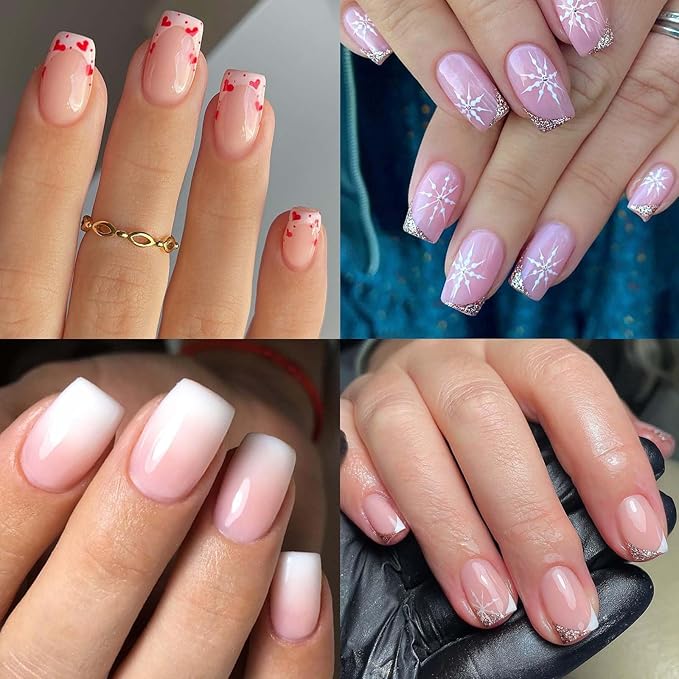 300pc Short Square Nail Tips, Soft Gel Nail Tip Square Fake Nails Artificial Fingernail, 15 Sizes Full Cover Clear Press on Nail Short Acrylic Nails Tips for Nail Extension, Press Nails Making