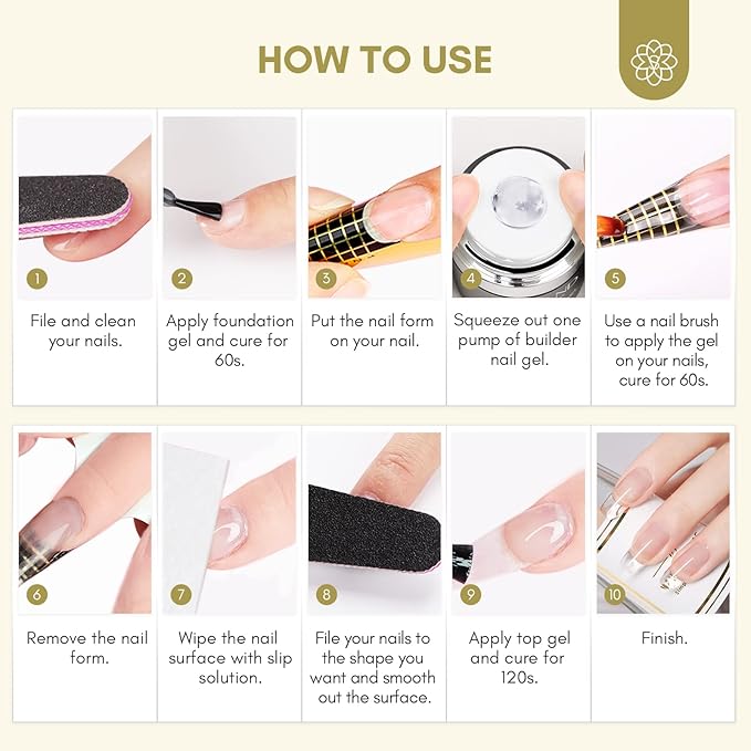 SAVILAND Builder Gel for Nails: 30ml Clear Hard Gel for Extension, Builder with Air Cushion Builder Base &Nail Strengthener Art Manicure Set 100pcs Nail Forms and Acrylic Brushr Thickening Home Use