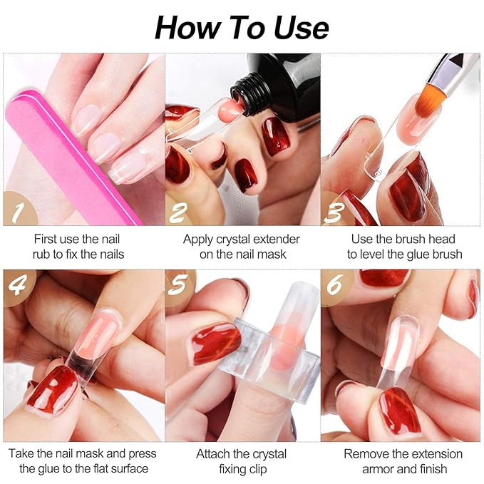 EBANKU 100 T Shape Gel Nail Mold Kit with Dual Acrylic Nail Extension Tools & Accessories