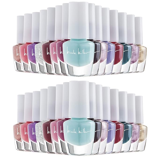 Nicole Miller Mini Nail Polish Set – Glossy, Vibrant Colors for Fingernails & Toenails, 2 Pack Trendy Collection