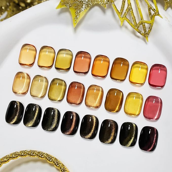 JODSONE 9 PCS Jelly Colors Gel Nail Polish Set with Base Coat Top Coat Autumn winter Jelly Gel Polish Set for Home DIY Nail Art