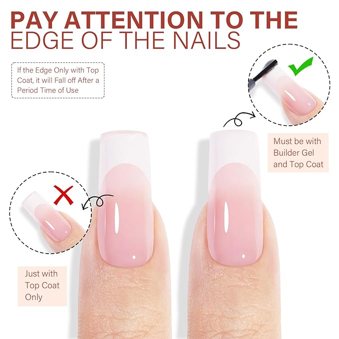 AILLSA French Gel Nail Tips, 180 Pcs Pink French Tip Press On Nails Long Square, Pre-Applied Primer & Base Coat, No Need File, Fake Nails with Designs DIY for Women Gift 15 Sizes