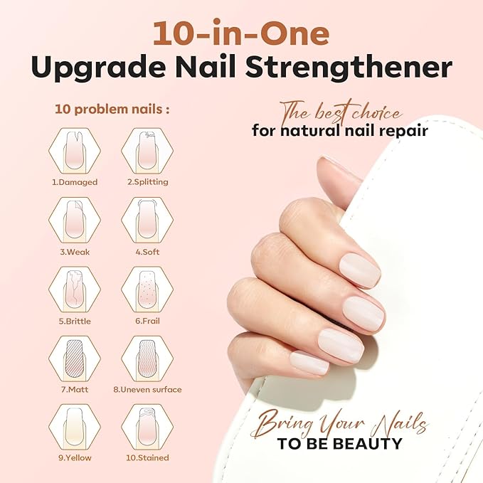 Modelones Nail Strengthener Kits White Nail Polish Remover Pads Cuticle Oil Pen for Nail Repair Hardener for Damaged Nails Growth DIY Nail Manicure Kits 23 Pcs Nail Care Kits for Women 15Ml
