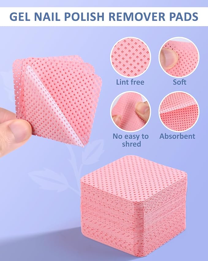 MORGLES Nail Polish Remover Kit with 300 Pcs Lint Free Wipes, Pink Nail Clips with 2 Pcs Files and Buffers, Rose Cuticle Oil, Cuticle Trimmer & Pusher