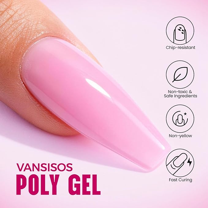Poly Gel Nail Kit for Beginners: 14 Color Professional Gel Nail Extension Set with Slip Solution U V Lamp for DIY at Home Salon