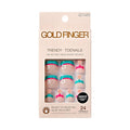 GoldFinger 24 Pcs Press On Toenails, Wide Fit Fake Nails, French Tip Gel Stick On Extensions, Reusable DIY Pedicure False Nail Kit with Glue, Cuticle Stick & File, 7 Day Long Lasting Wear