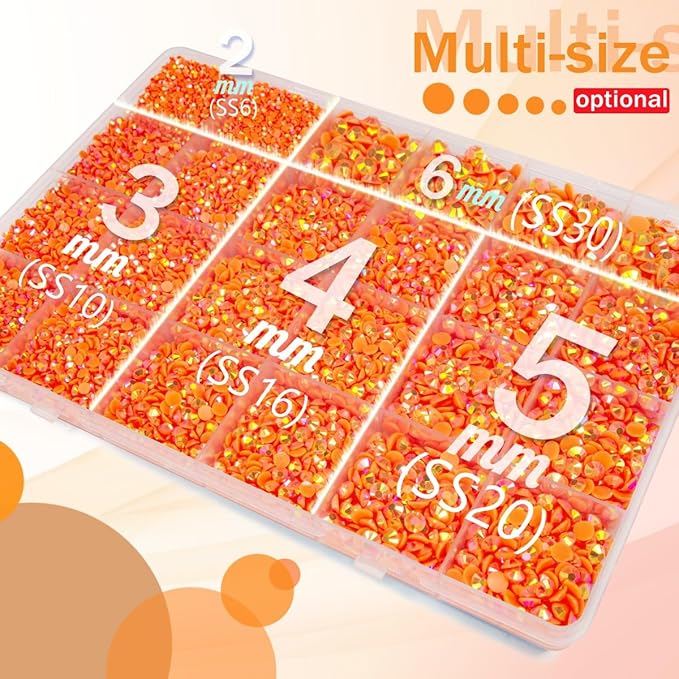 Neon Orange AB Resin Rhinestones w B7000 Jewelry Glue for Bedazzling Crafting 2mm-6mm Flatback Jelly Stones Diamonds Gems Bedazzler Kit Charms for Nails Face Eyes Makeup Tumblers Bottles Crafts